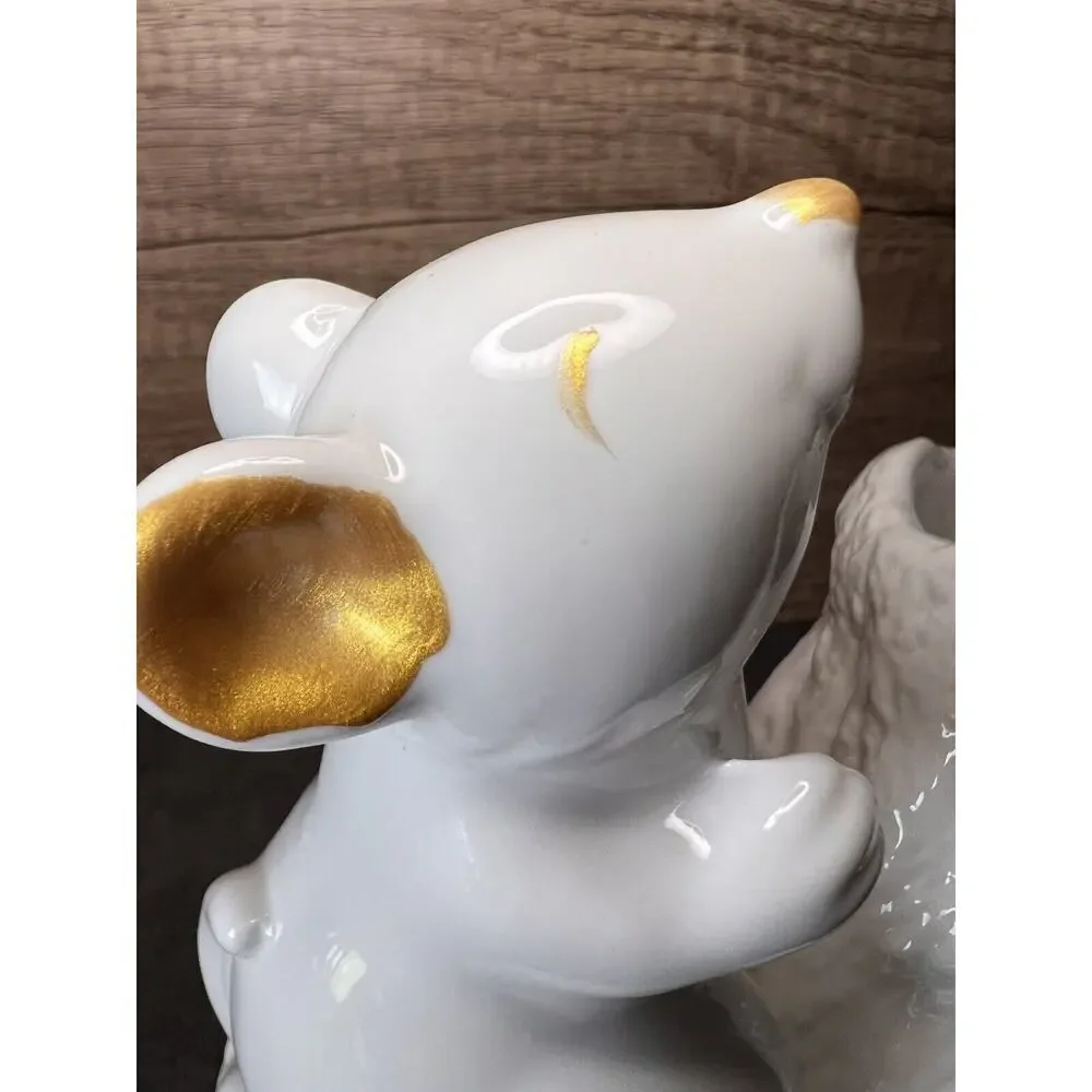 VTG White Mouse Tree Trunk Vase Succulent Planter Ceramic 99 INTL